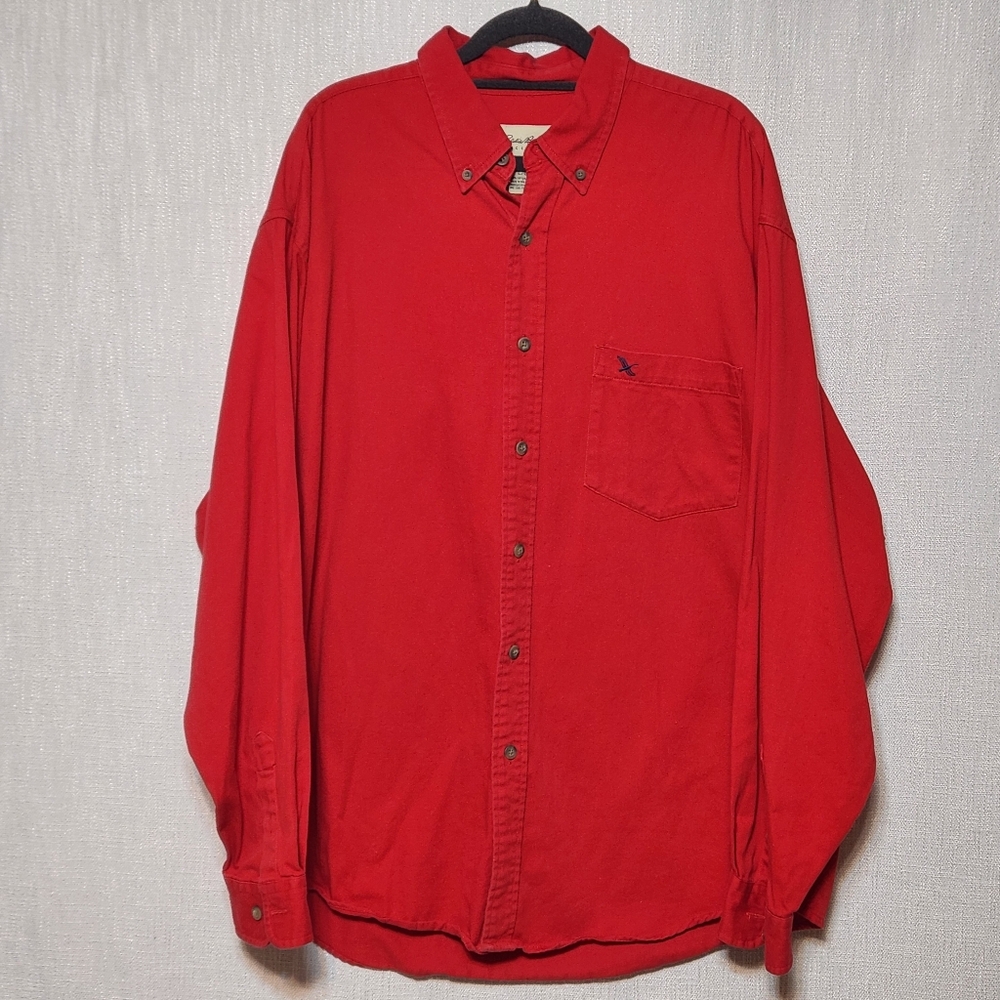 Eddie Bauer Red Casual Button Down Shirt Mens Large